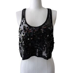 Nwt Urban Behavior y2k 00s black sequin crop top sz med